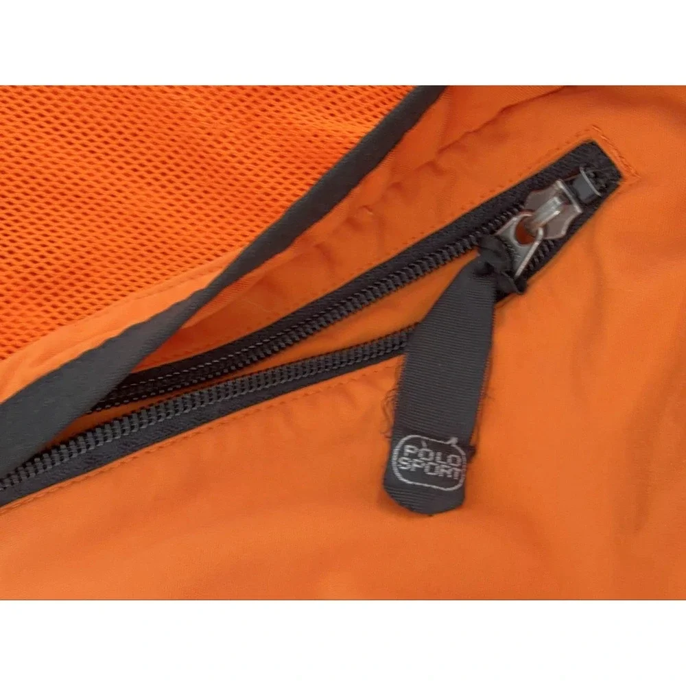 Polo Sport Ralph Lauren Hooded Windbreaker Jacket Men's XL Orange Navy Blue